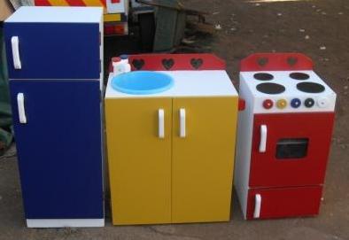 STOVE,SINK AND FRIDGE
in primary colcours